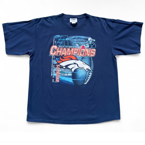 VTG 1999 Denver Broncos Back to Back AFC Championship TShirt NFL Super Bowl - Picture 1 of 5